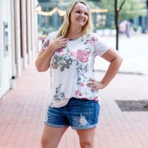 Floral Sequins Pocket Top